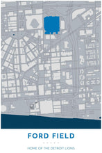 Load image into Gallery viewer, Detroit Lions Map - Ford Field Stadium - Tapestry Maps