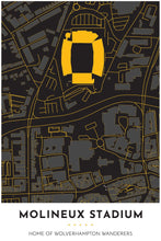 Load image into Gallery viewer, Wolves Map - Molineux Stadium - Tapestry Maps