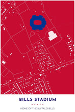 Load image into Gallery viewer, Buffalo Bills Map - Bills Stadium - Tapestry Maps