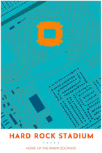Load image into Gallery viewer, Miami Dolphins Map - Hard Rock Stadium - Tapestry Maps