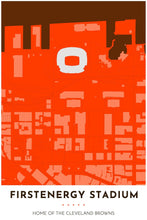 Load image into Gallery viewer, Cleveland Browns Map - FirstEnergy Stadium - Tapestry Maps