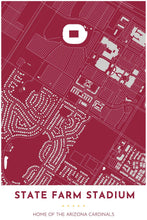 Load image into Gallery viewer, Arizona Cardinals Map - State Farm Stadium - Tapestry Maps
