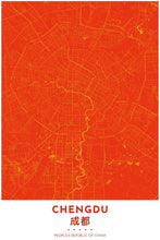Load image into Gallery viewer, Map Print of Chengdu, China - Tapestry Maps
