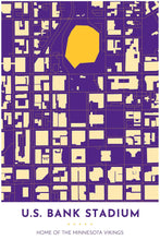Load image into Gallery viewer, Minnesota Vikings Map - U.S. Bank Stadium - Tapestry Maps