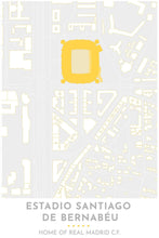 Load image into Gallery viewer, Real Madrid Map - Estadio Santiago de Bernabéu - Tapestry Maps
