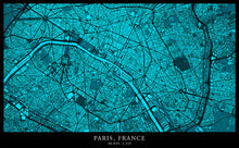 Load image into Gallery viewer, Paris - Neon Blue Edition - Tapestry Maps
