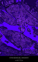 Load image into Gallery viewer, Stockholm Map - Nightshade Edition - Tapestry Maps
