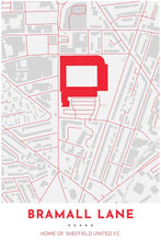 Load image into Gallery viewer, Sheffield United Map - Bramall Lane - Tapestry Maps
