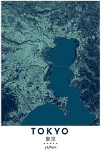 Load image into Gallery viewer, Map Print of Tokyo, Japan - Tapestry Maps
