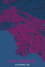 Load image into Gallery viewer, Map Print of Los Angeles, California, Night Drive Edition - Tapestry Maps
