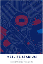 Load image into Gallery viewer, New York Giants Map - MetLife Stadium - Tapestry Maps
