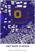Load image into Gallery viewer, Baltimore Ravens Map - M&amp;T Bank Stadium - Tapestry Maps
