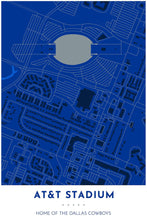 Load image into Gallery viewer, Dallas Cowboys Map - AT&amp;T Stadium - Tapestry Maps
