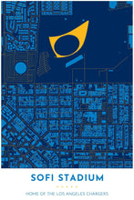 Load image into Gallery viewer, Los Angeles Chargers Map - SoFi Stadium - Tapestry Maps
