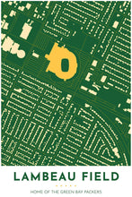 Load image into Gallery viewer, Green Bay Packers Map - Lambeau Field - Tapestry Maps
