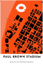 Load image into Gallery viewer, Cincinnati Bengals Map - Paul Brown Stadium - Tapestry Maps

