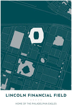 Load image into Gallery viewer, Philadelphia Eagles Map - Lincoln Financial Field - Tapestry Maps
